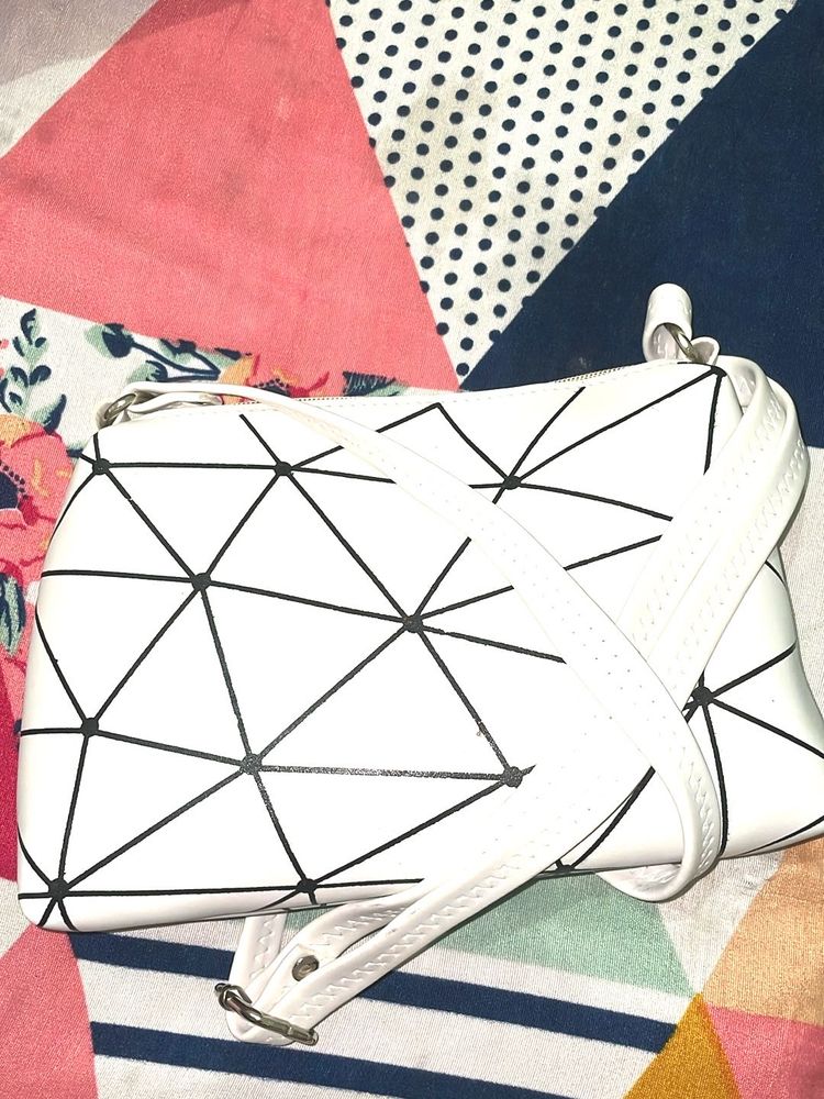Geometric White Crossbody Bag