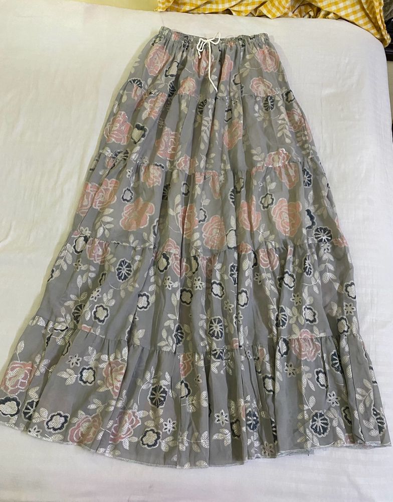 Floral Tiered Maxi Skirt Waist 28-32