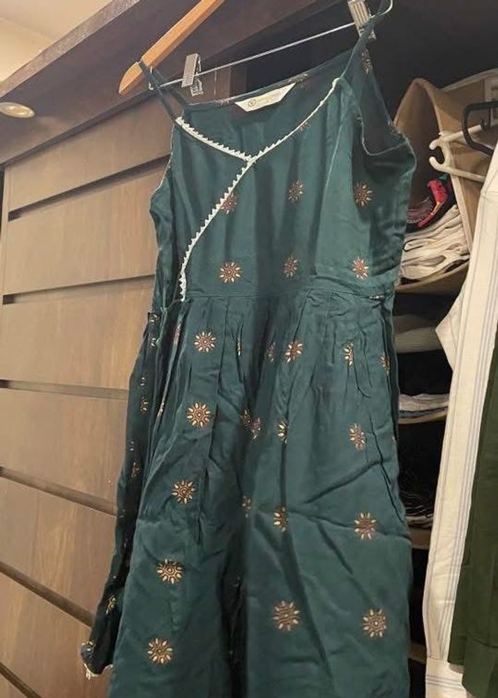 Elegant Green Floral Sundress