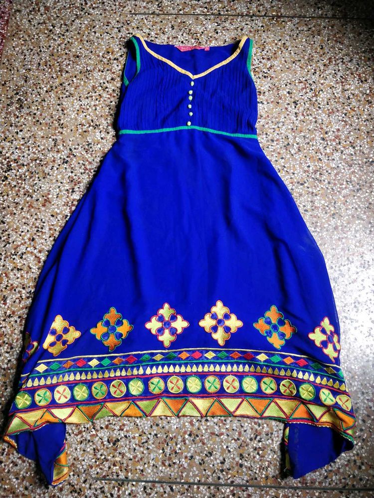 Blue Embroidered Dress