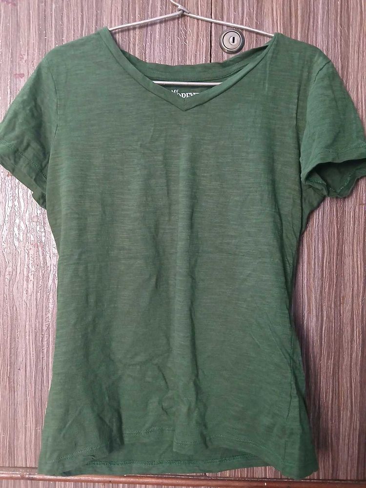 Olive Green V-Neck Tee