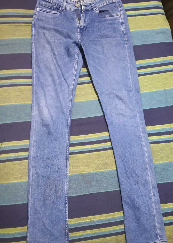 Men Skinny Fit Blue Jeans 28 Inches