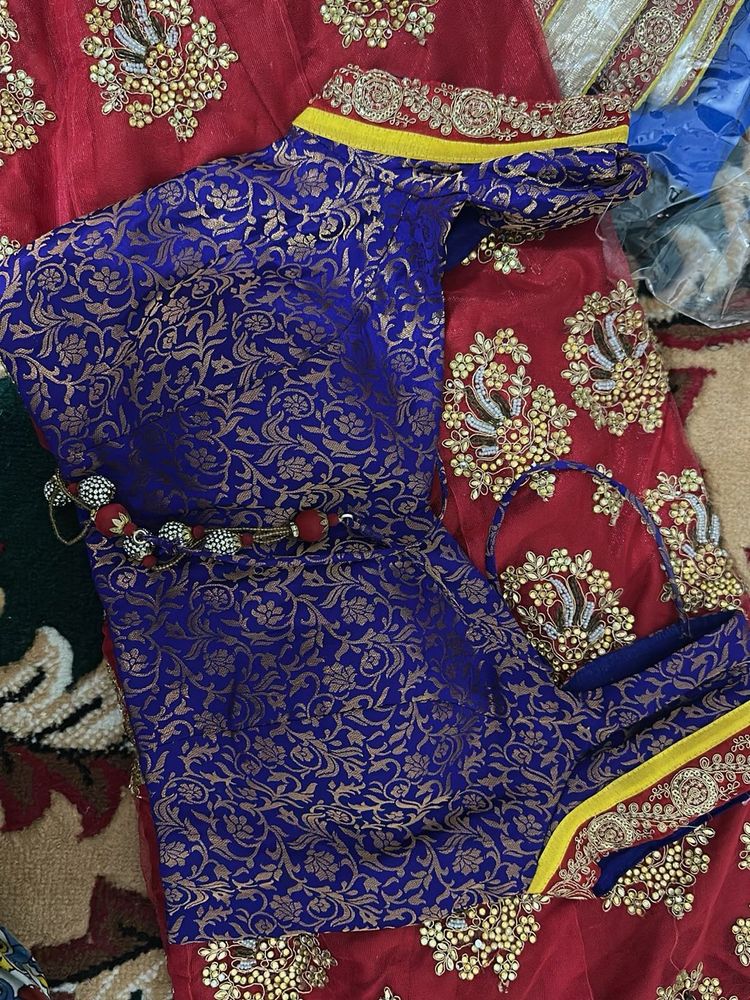 Red &amp; Blue Lehenga Choli Set Never Wore