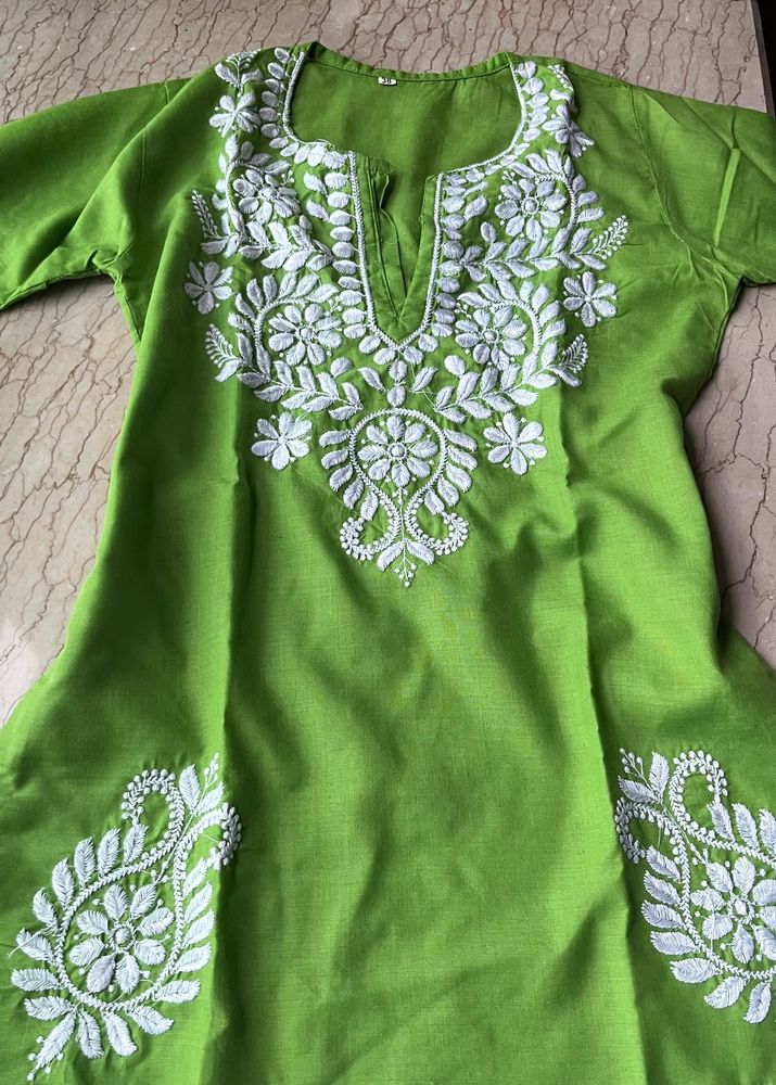 Green Embroidered Kurta