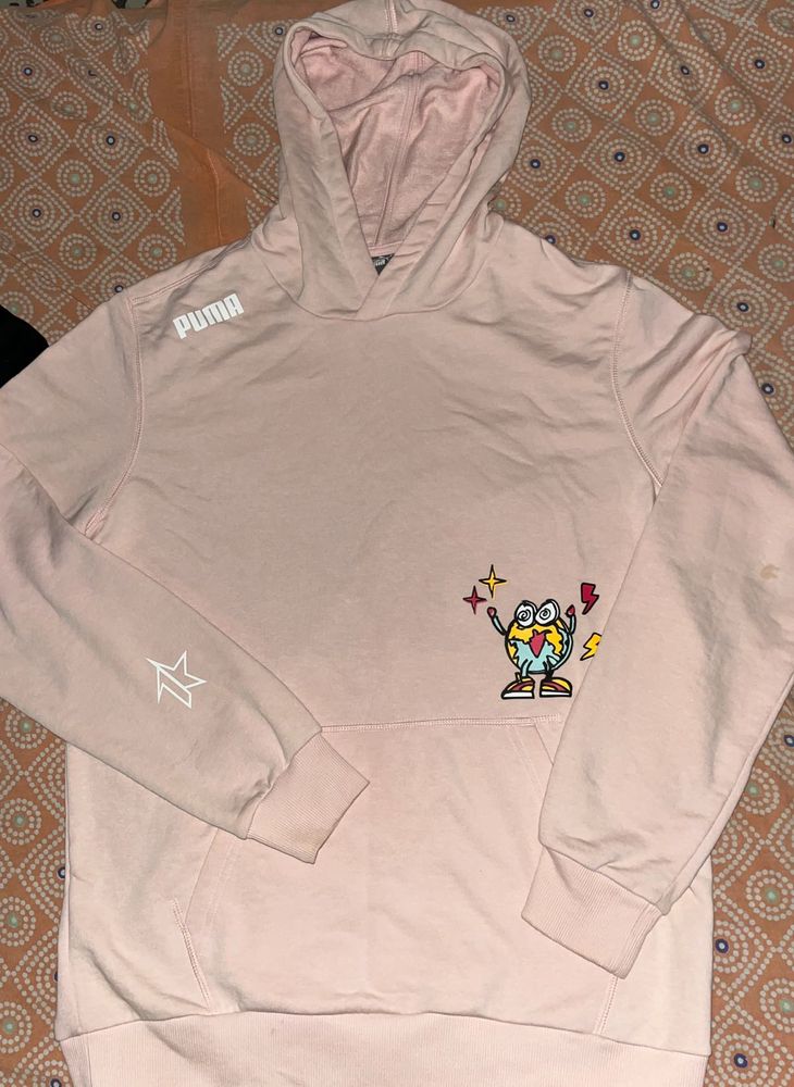 Puma X 1DER Men Pink Cotton Hoodie (UNISEX)