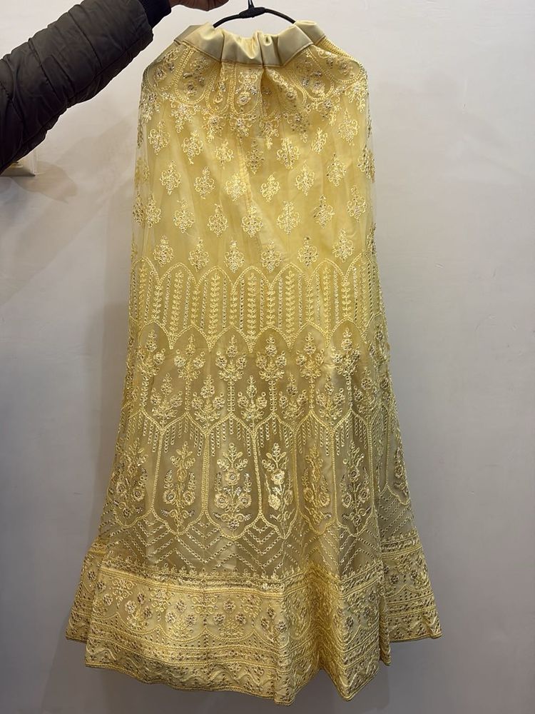 Elegant Gold Embroidered Lehenga Skirt