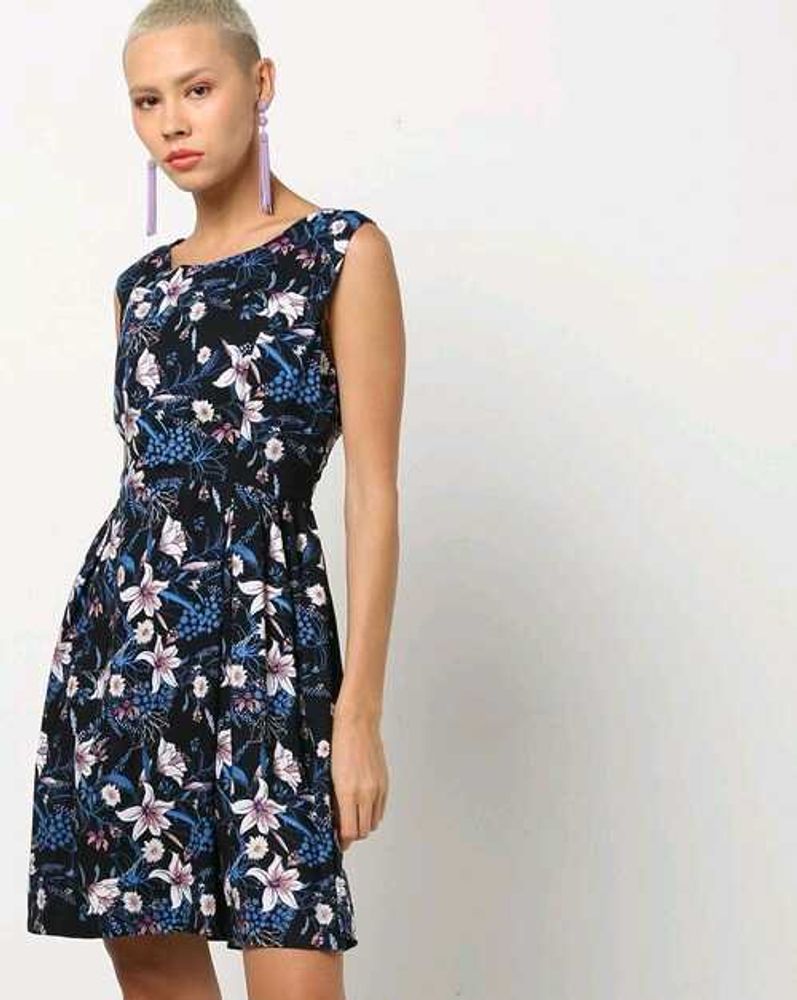 Tailored Floral Print Fit &amp; Flare Dress