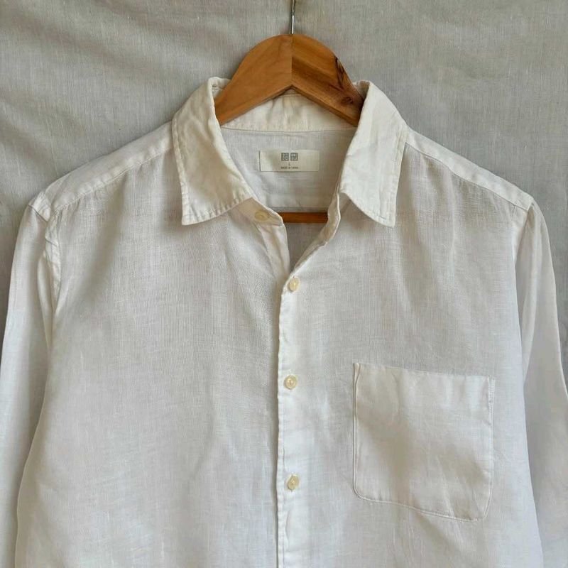 UNIQL0 White 100% LINEN Shirt