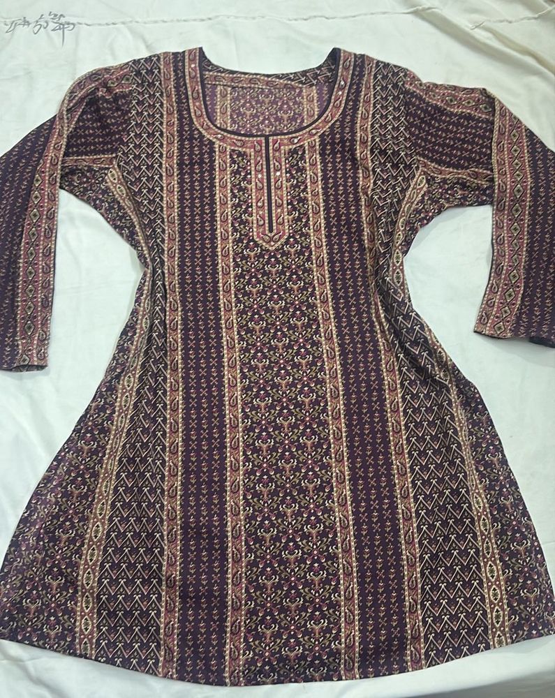 traditional printed Purple Kurta
