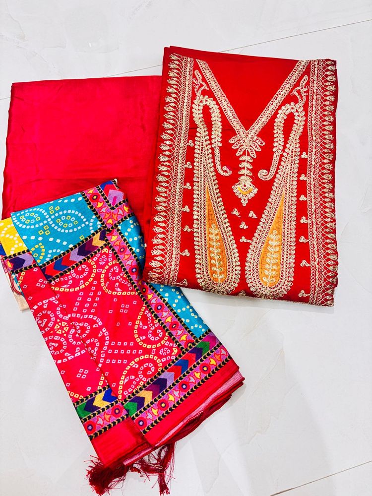 Red Embroidered Salwar Kameez Suit