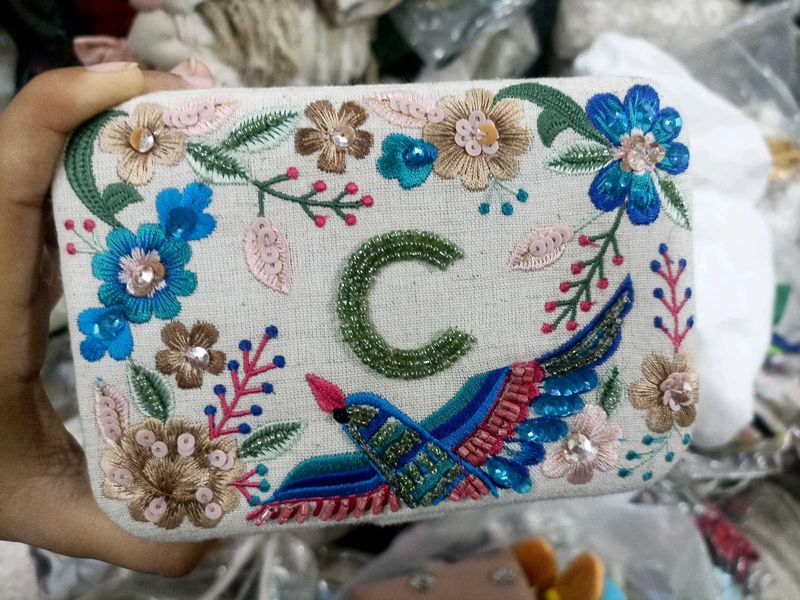 Embroidered Floral Jewellery Box