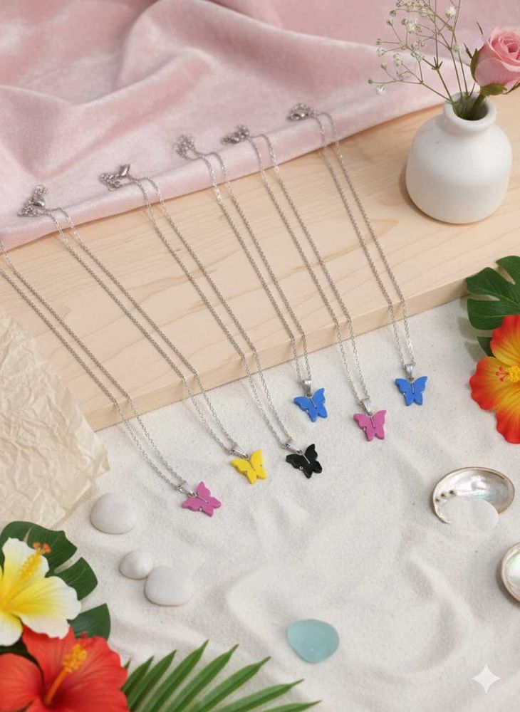 6 Butterfly Charm Necklace