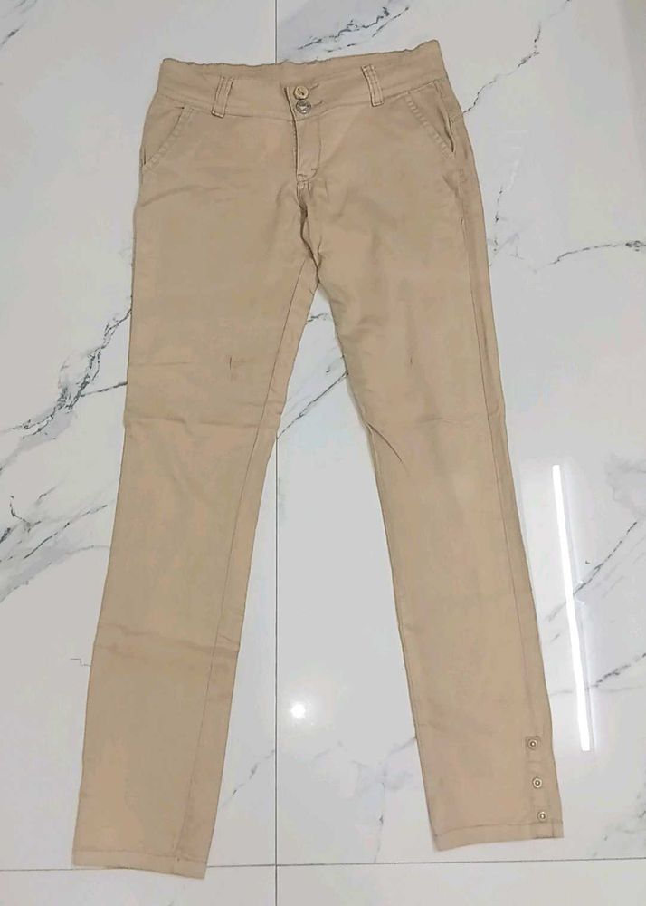 Beige Casual Pants