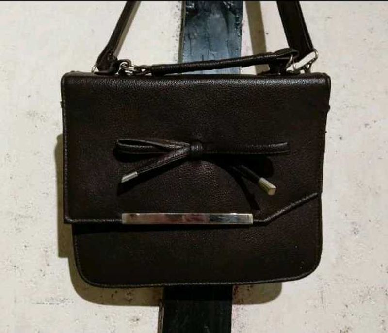 Brown Bow Accent Crossbody Bag