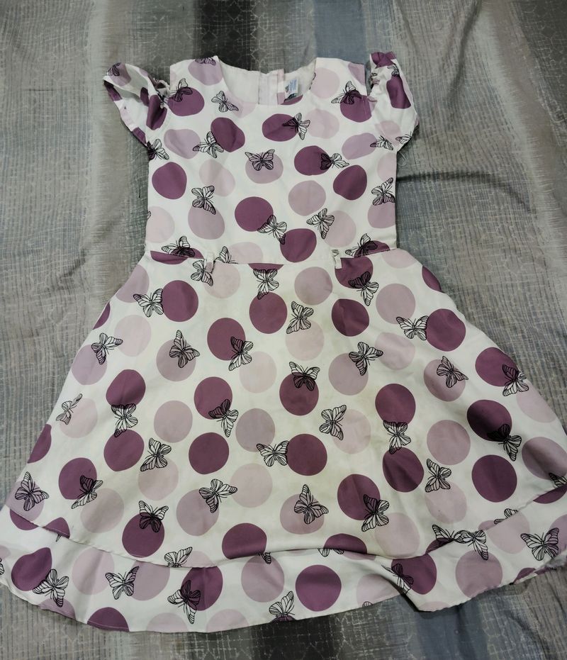 Girls Daily Wear Dress Butterfly Print