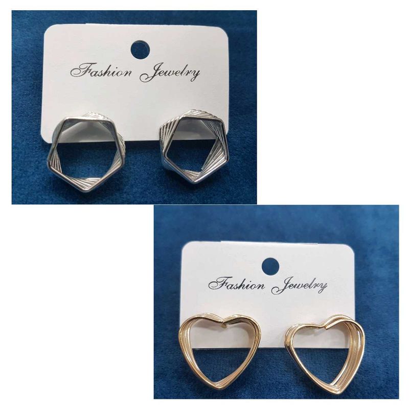 Geometric &amp; Heart Earring Set