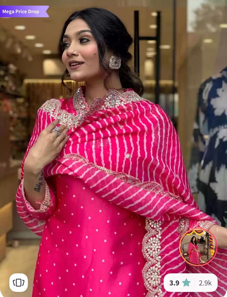 Bhandhini V Neck Three Quarter Sleeves Kurta