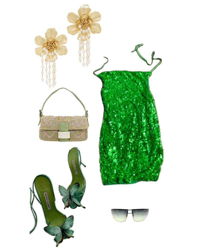 Green Sequin Mini Dress