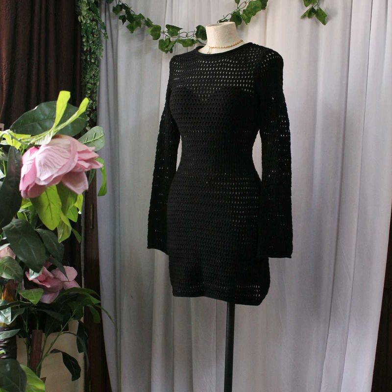 Black Knit Mini Dress