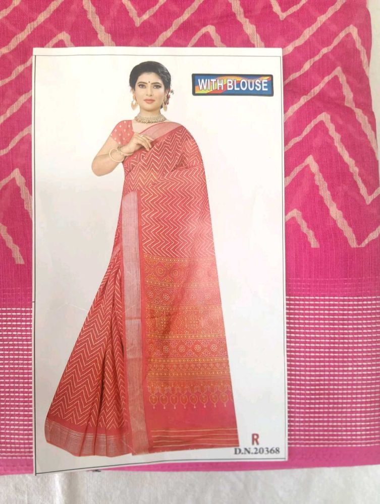 Elegant Pink Saree with Blouse