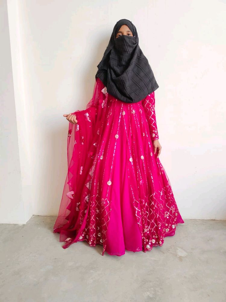 front open anarkali kurti with Lehenga