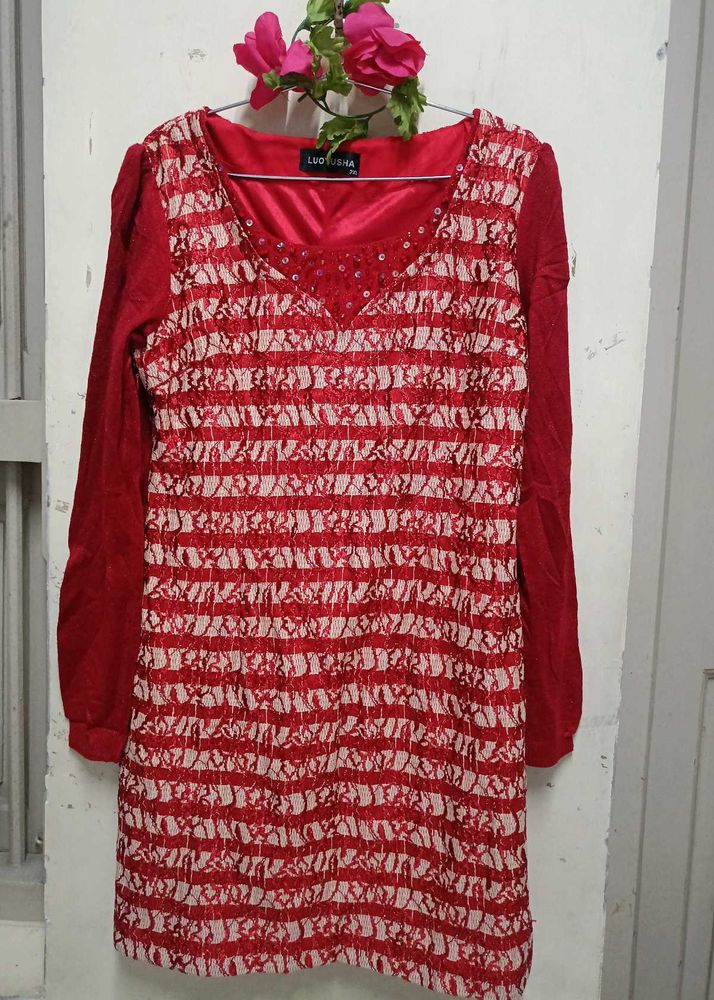 Red &amp; White Lace Dress Gorgeous 10/10