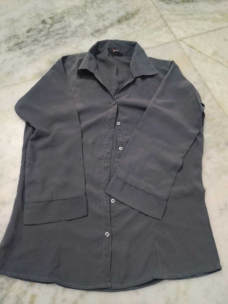 Gray Button-Down Shirt