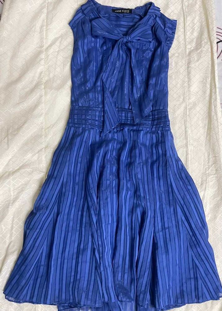 Anne Klein designer Blue Striped Dress