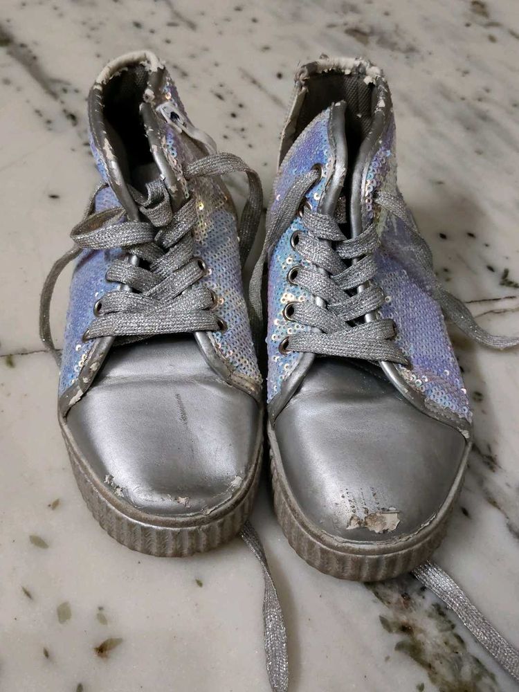 Sparkly High-Top Sneakers