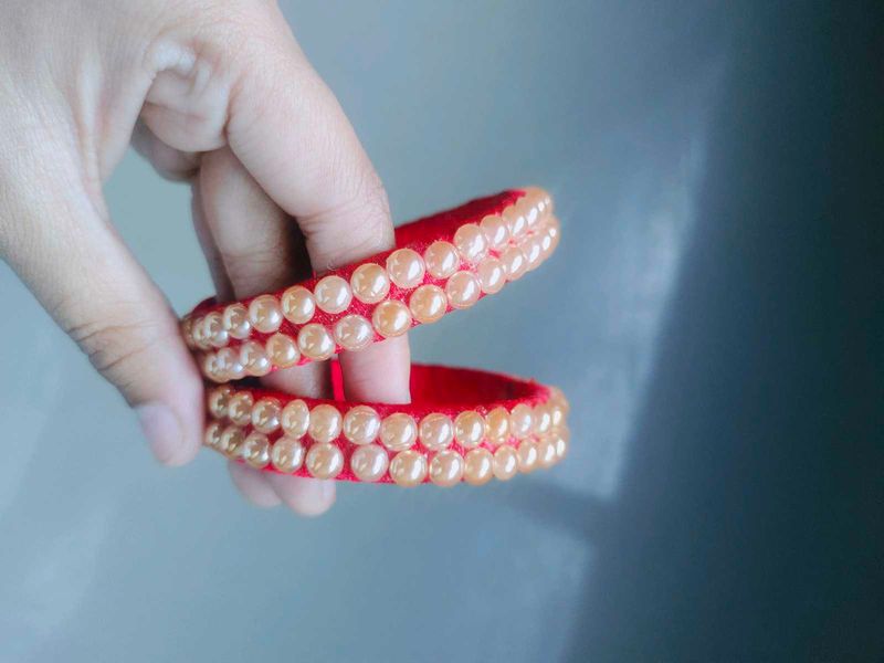 Red &amp; Pearl Bangles