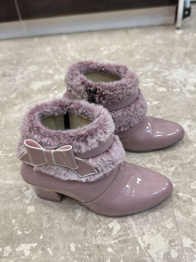 Girls&#39; Pink Bow Ankle Boots