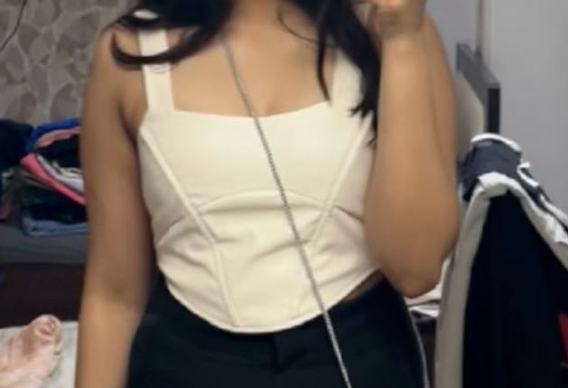 Cream Corset Crop Top