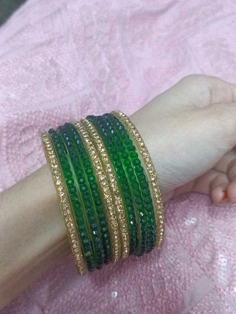Green &amp; Gold Bangle Set
