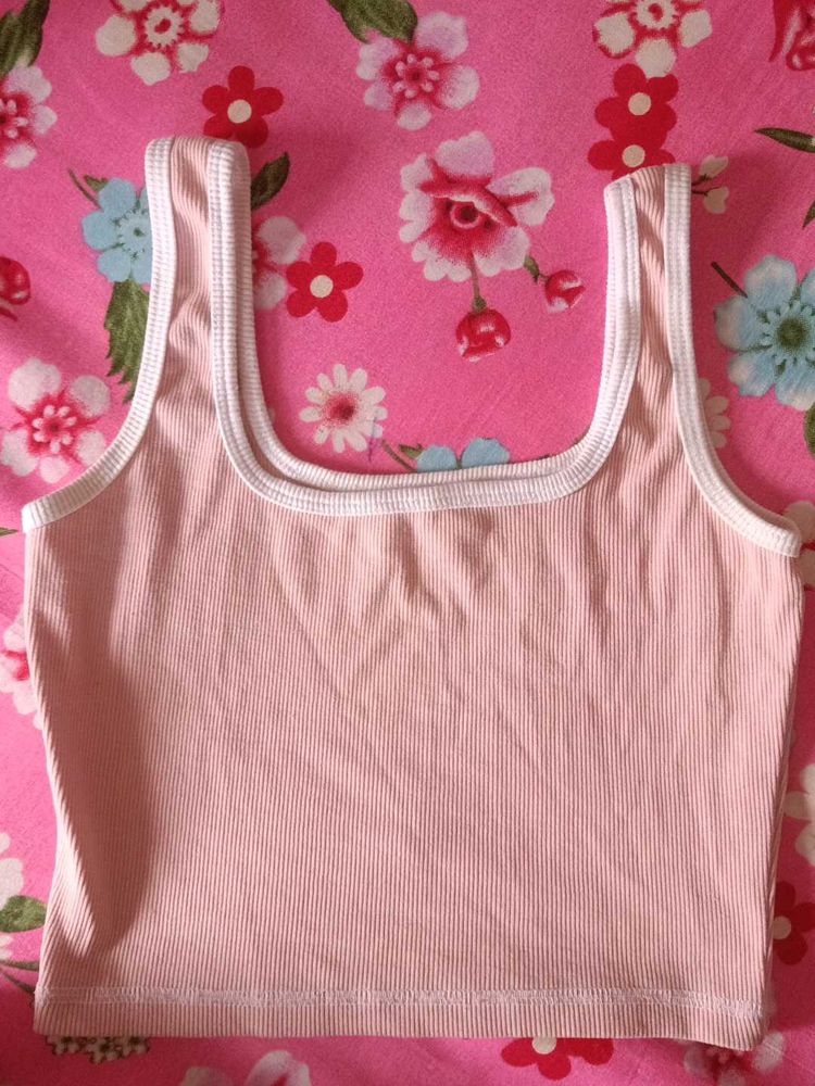 Pink Ribbed Tank Top
