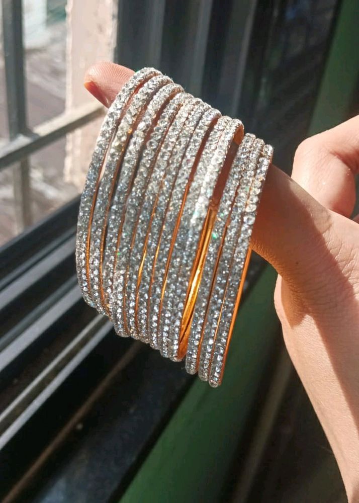 Sparkling Rhinestone Bangles - Set of 12