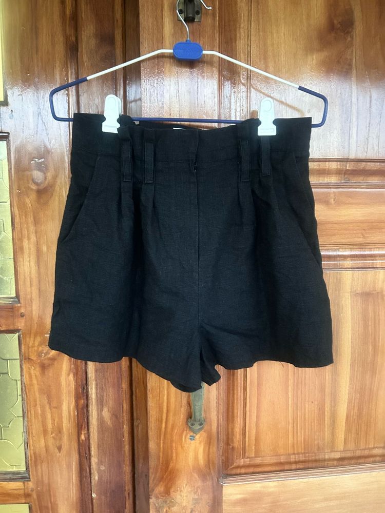 High Waist Linen Short
