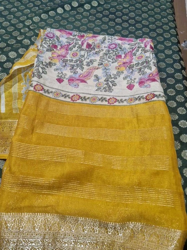 Elegant Yellow Floral Saree
