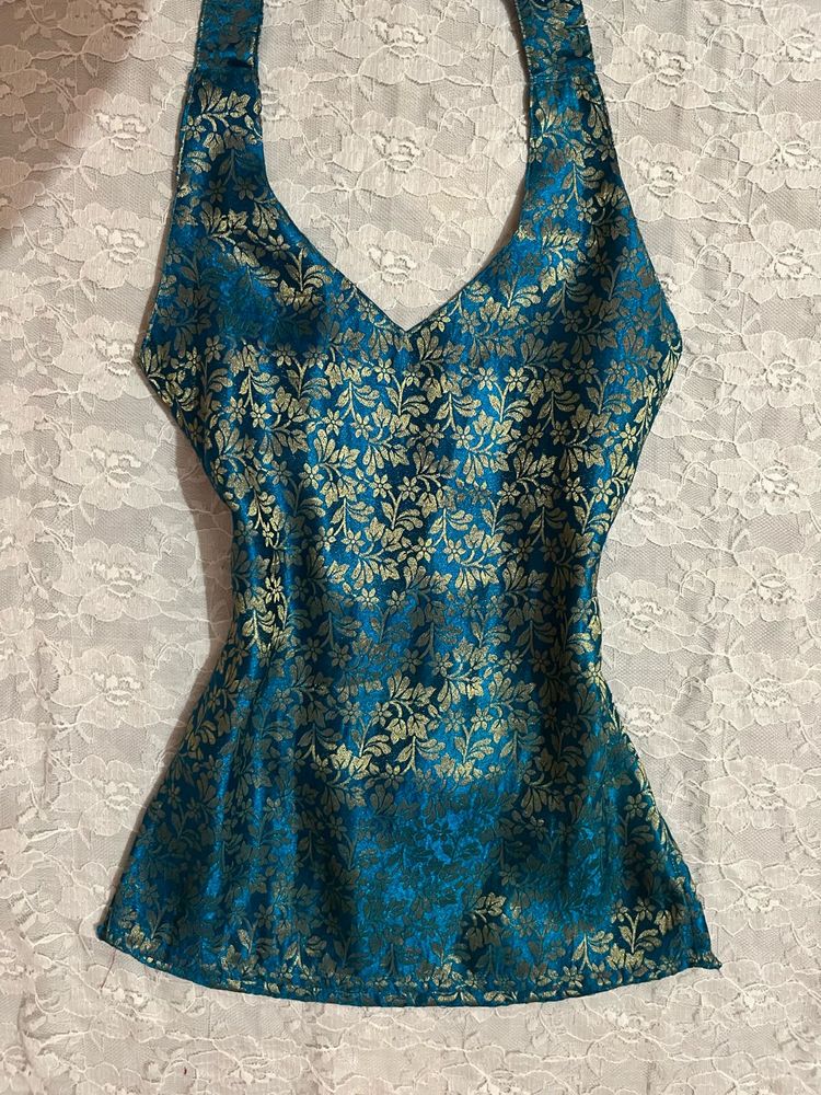Royal Banarsi Halter Kurti