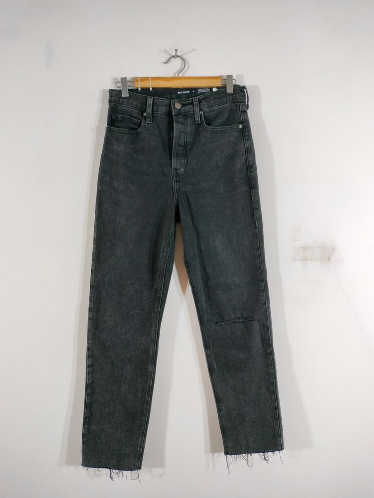 Old Navy Charcoal Color Straight Distressed Jeans