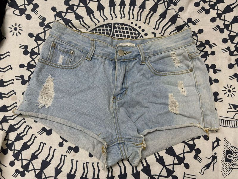 Ripped Denim Shorts