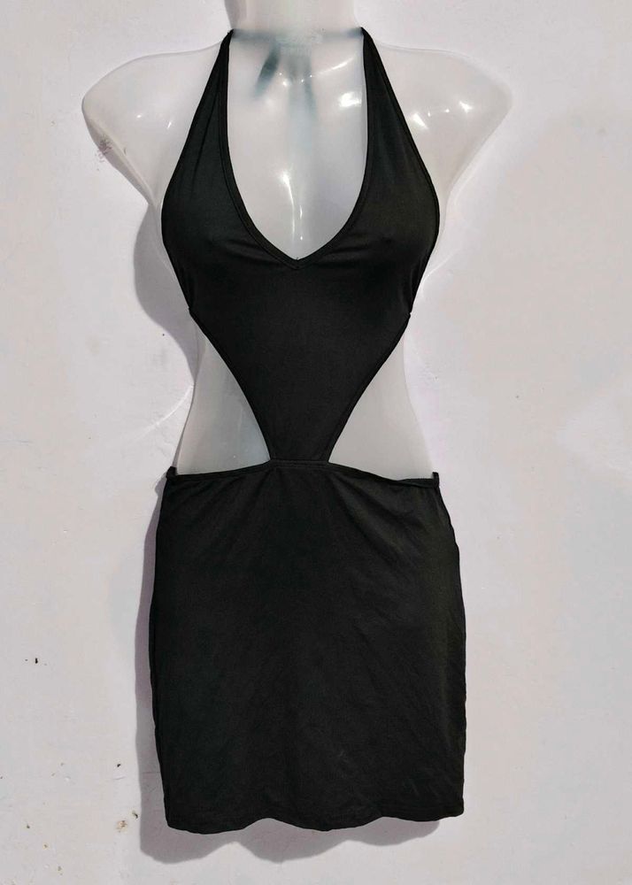 Black Halter Cutout Dress