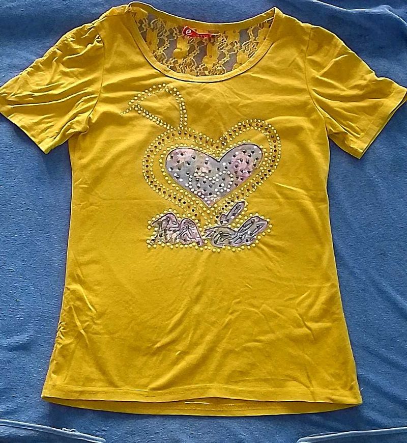 Yellow Embellished T-Shirt