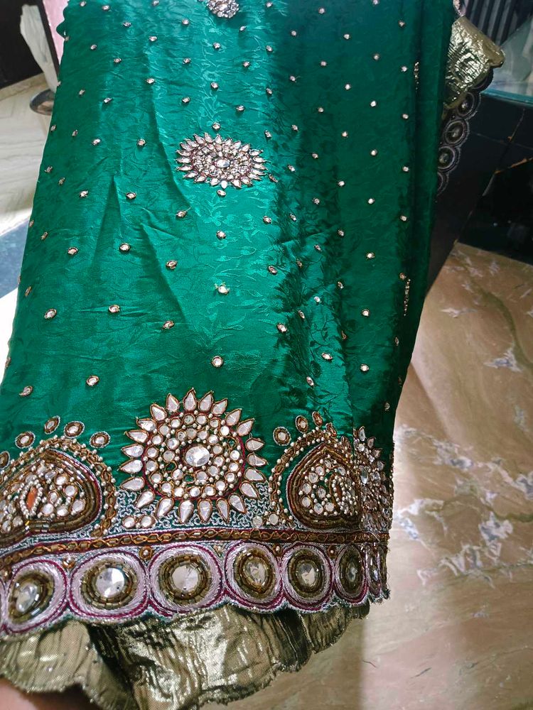 Pure Georgette Kundan Work Partywear Saree
