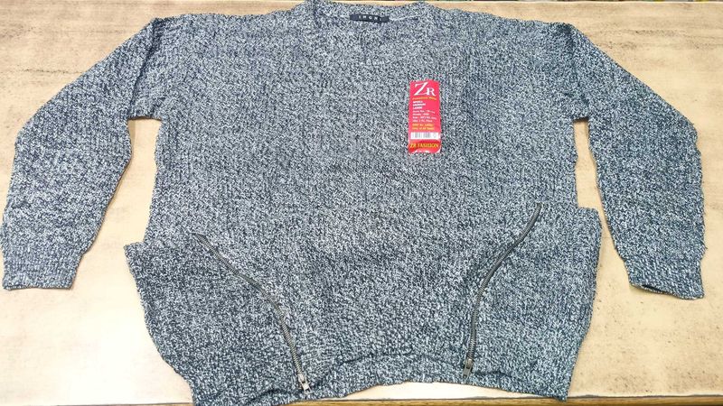 Stylish Gray Zipper Sweater