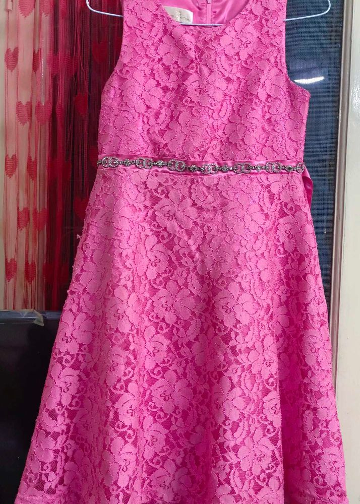 Pink Lace Party Dress for Girls