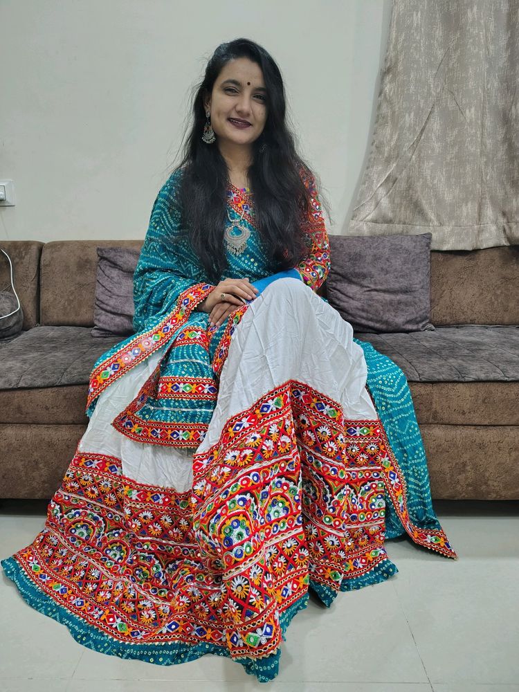 Blue And White Lehnga Choli Navratri Sale