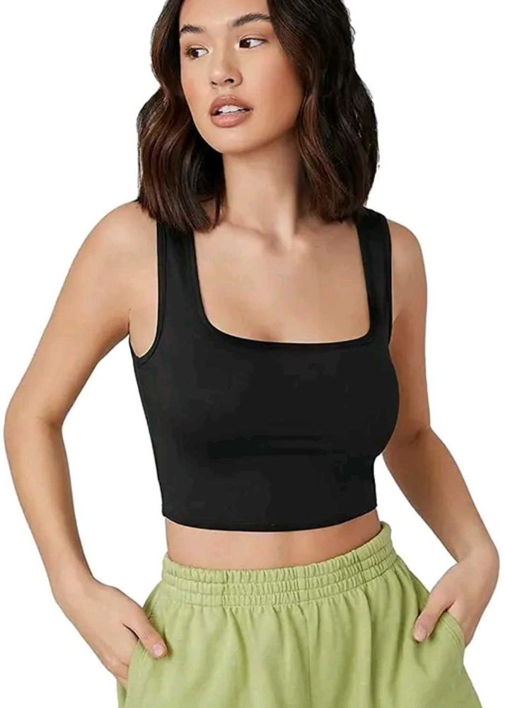 Sleek Black Crop Tank Top
