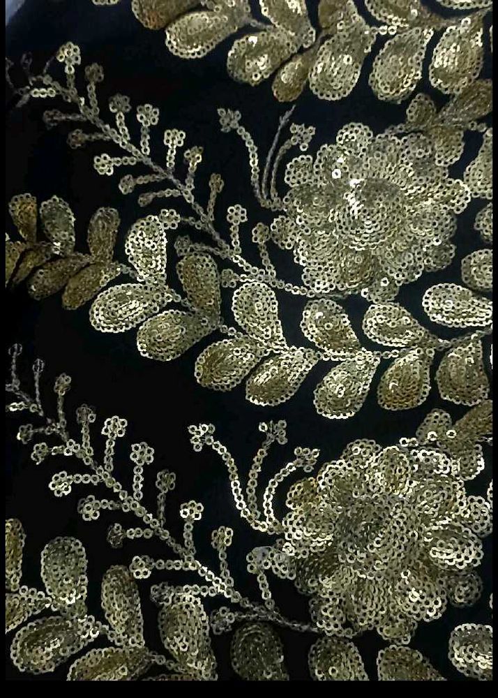 Black Kurti With Golden Sequence Work..