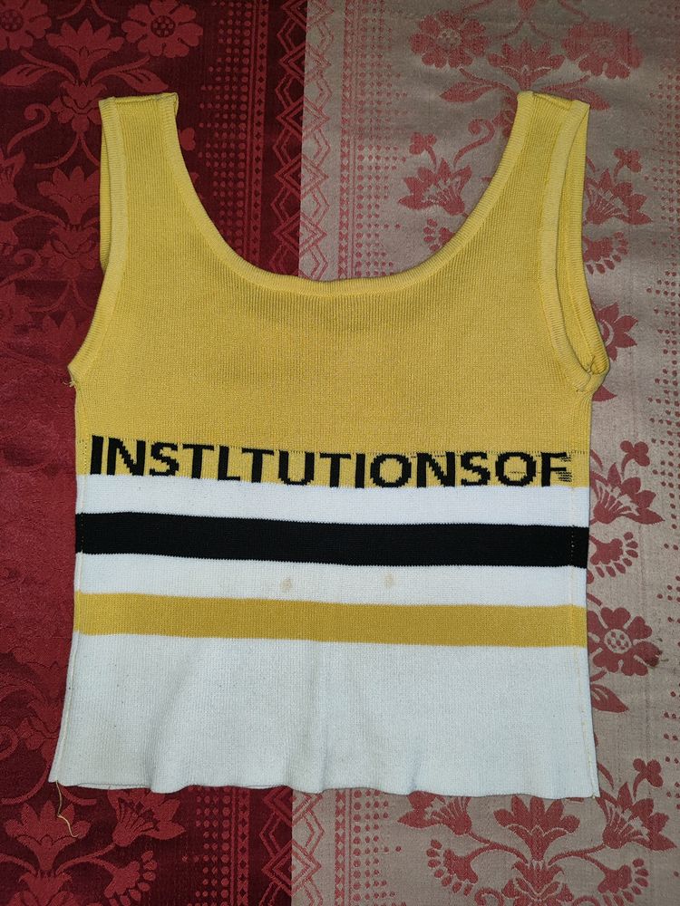 Sleeveless Yellow Crop Top