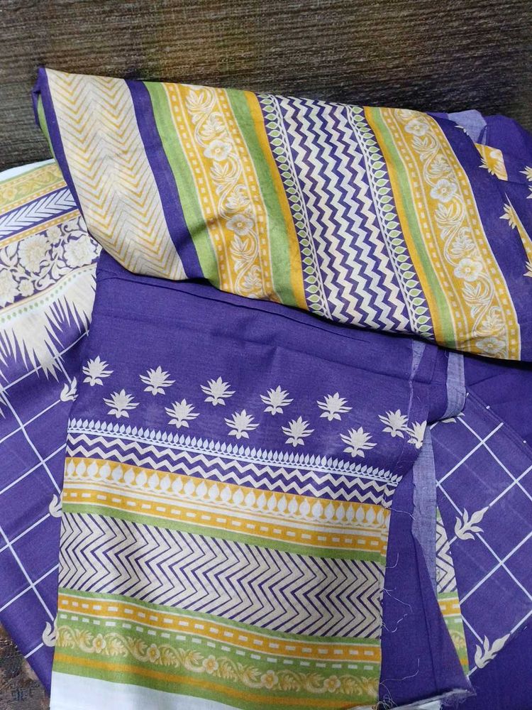 Unstitched Cotton Suit With Dupatta